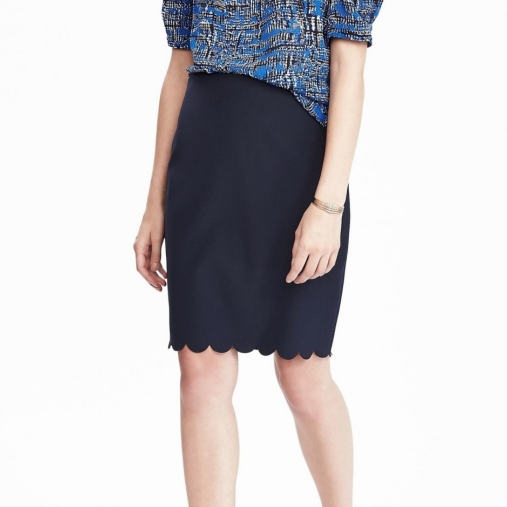 Banana Republic Navy Scallop Skirt